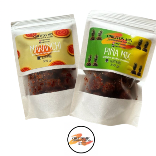 2 paquetes de gomitas NARANCHI Y PIÑA MIX